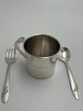 Vintage Birks Silverplate Baby Cup & Oneida Flatware Set 👶✨